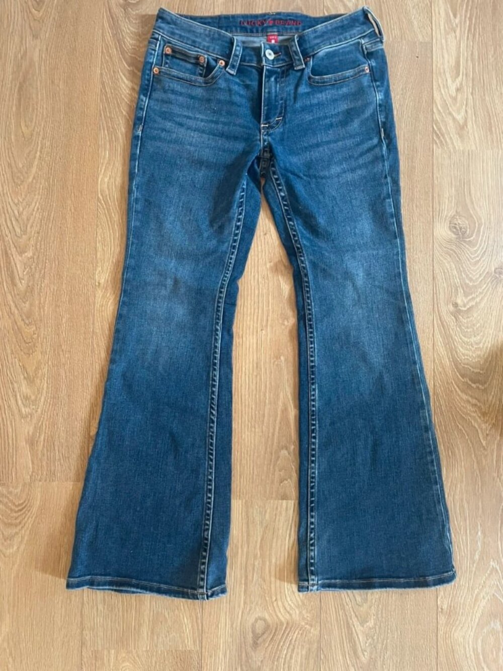 Blue Low Rise Flare Jeans 4